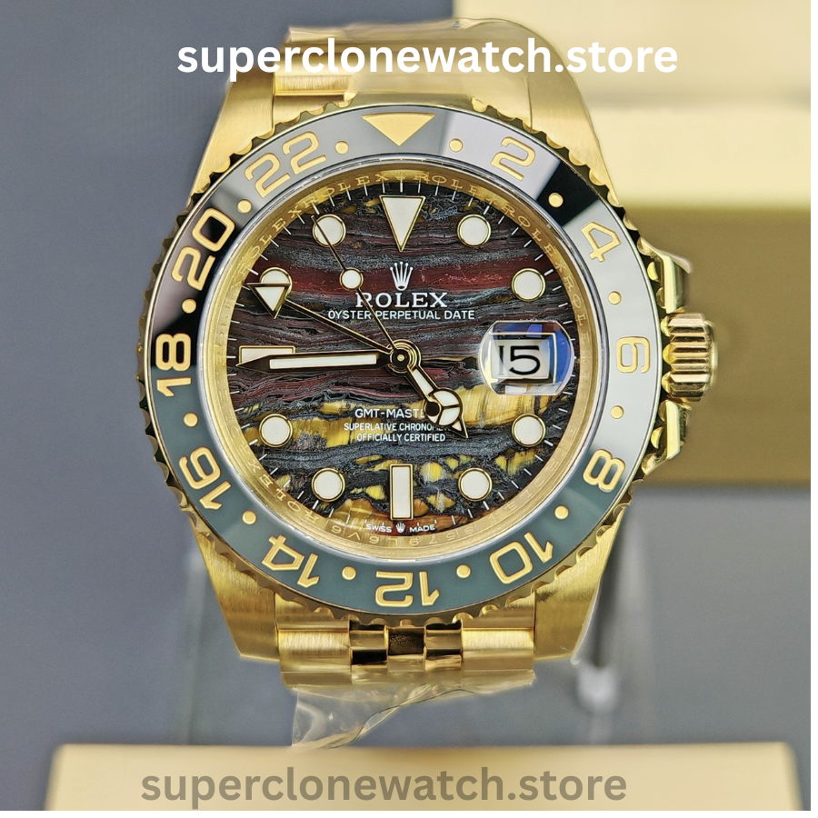 Rolex Super Clone Watches 1:1 GMT Master II 18k Gold 126718GRNR-0002 Jubilee 3285 Movement