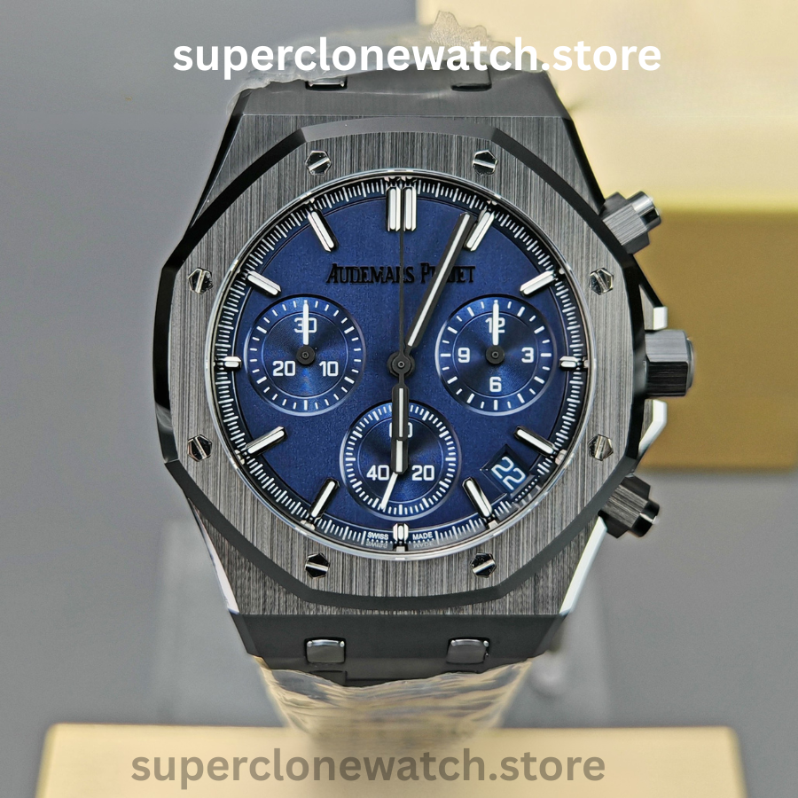 Audemars Piguet Super Clone Watches 1:1 Royal Oak Black Ceramic Blue Dial 26240CE Selfwinding Chronograph