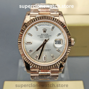 Rolex Super Clone Watches 1:1 Day Date Rose Gold Silver Dial 40mm m228235-0004 3255 Movement
