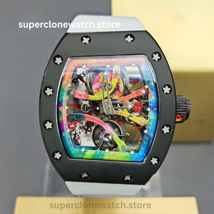 Richard Mille Super Clone Watches 1:1 RM 68 -01 Tourbillon Cyril Kongo White Strap