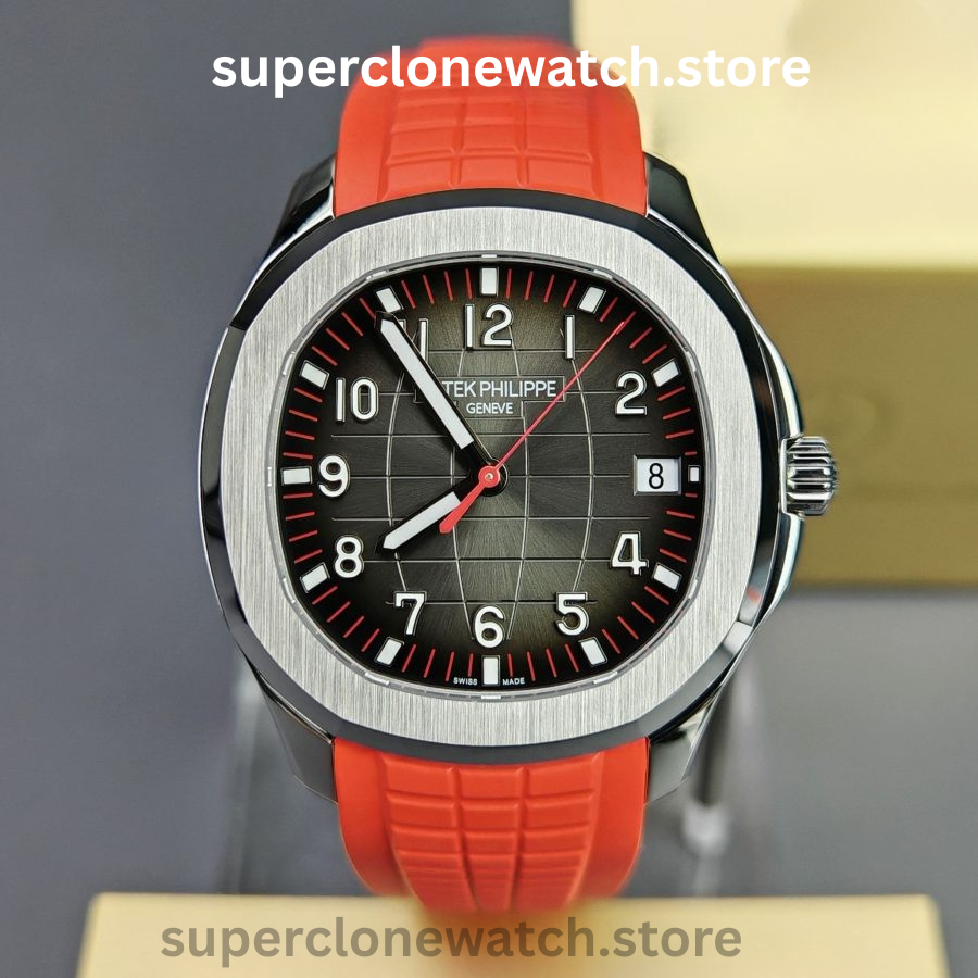 Patek Philippe Super Clone Watches 1:1 Aquanaut 5167 Black Dial 40mm Red Strap Special Edition