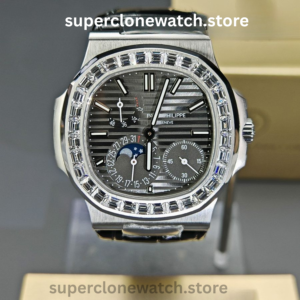 Patek Philippe Super Clone Watches 1:1 Nautilus 5712 Gray Dial Diamond Bezel