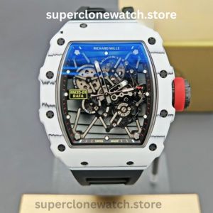 Richard Mille Super Clone Watches 1:1 RM 035 – 01 White Carbon Tourbillon Black Strap