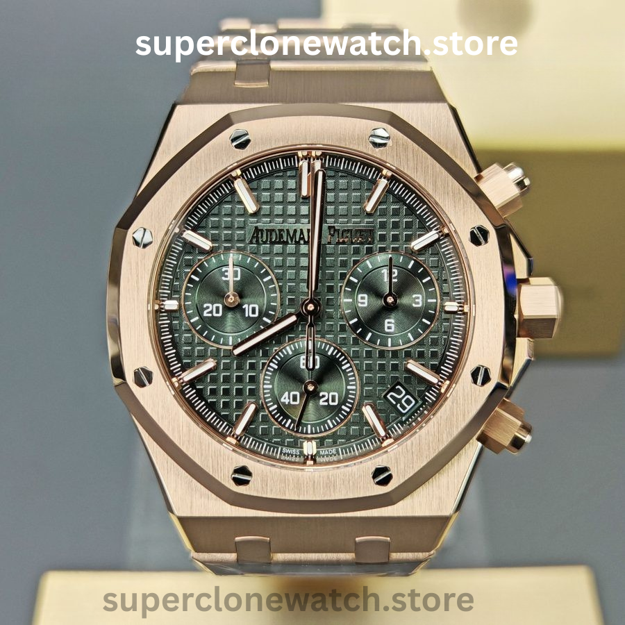 Audemars Piguet Super Clone Watches 1:1 Royal Oak Rose Gold 26240 Green Dial