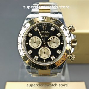 Rolex Super Clone Watches 1:1 Daytona 18K Gold Black Diamond Dial M126503-0002 4131 Movement