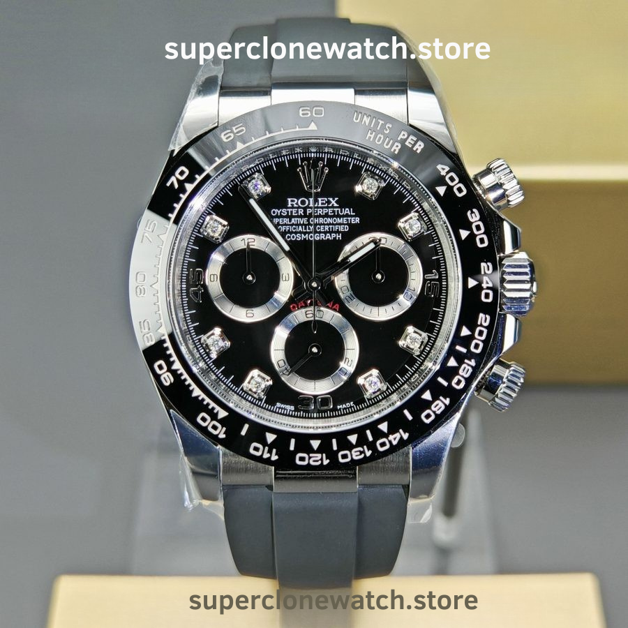 Rolex Super Clone Watches 1:1 Daytona Black Diamond Dial m116519ln-0025 4130 Movement