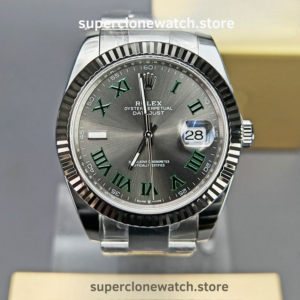 Rolex Super Clone Watches 1:1 DateJust Grey Roman Dial m126334-0021 Oyster 41MM 3235 Movement