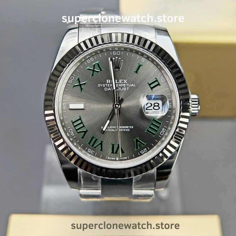 Rolex Super Clone Watches 1:1 DateJust Grey Roman Dial m126334-0021 Oyster 41MM 3235 Movement