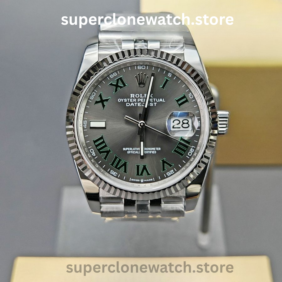 Rolex Super Clone Watches 1:1 DateJust Grey Roman Dial Jubilee 36MM m126234-0045 3235 Movement