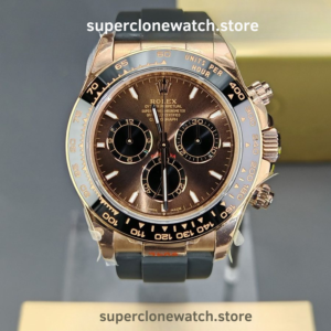 Rolex Super Clone Watches 1:1 Daytona Rose Gold Brown Dial M126515LN-0010 4131 Movement Rubber Strap