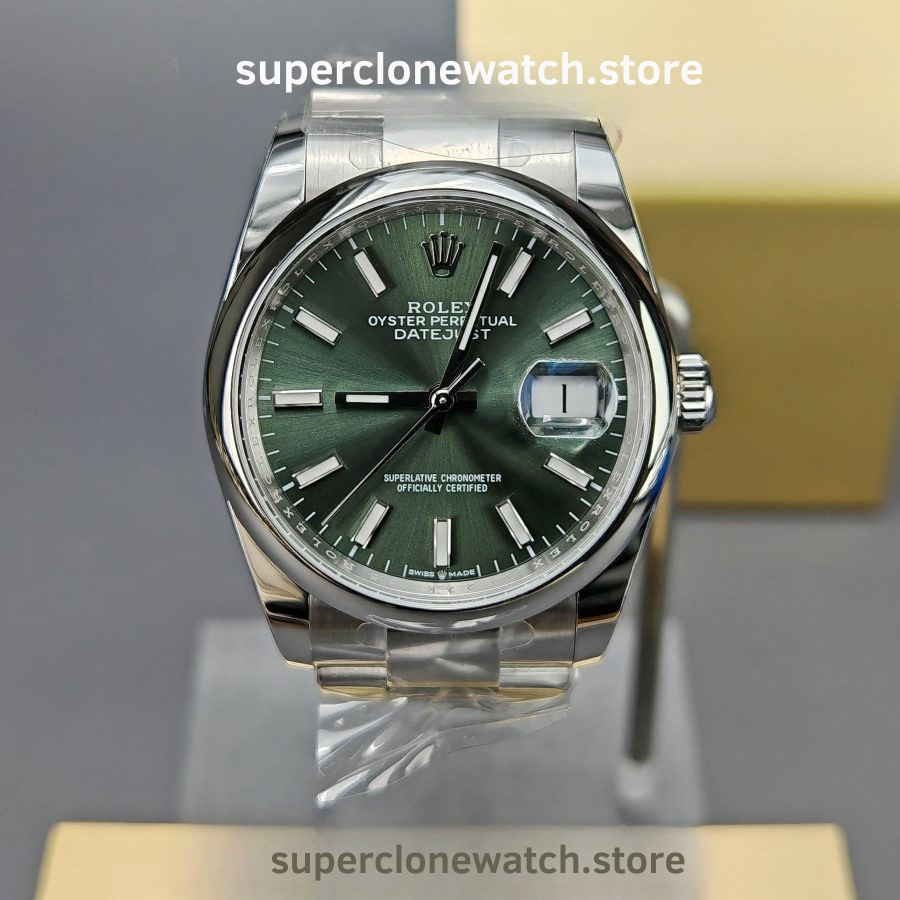 Rolex Super Clone Watches 1:1 DateJust Green Dial m126200-0024 Oyster 36MM 3235 Movement