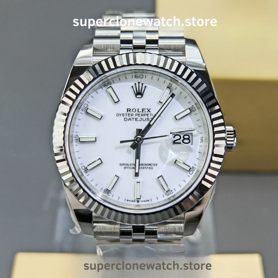 Rolex Super Clone Watches 1:1 DateJust White Dial m126334-0010 Jubilee 41MM 3235 Movement