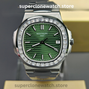 Patek Philippe Super Clone Watches 1:1 Nautilus 5711 Green Dial Diamond Bezel