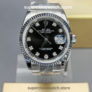 Rolex Super Clone Watches 1:1 DateJust Black Diamond Dial m126234-0028 Oyster 36MM 3235 Movement