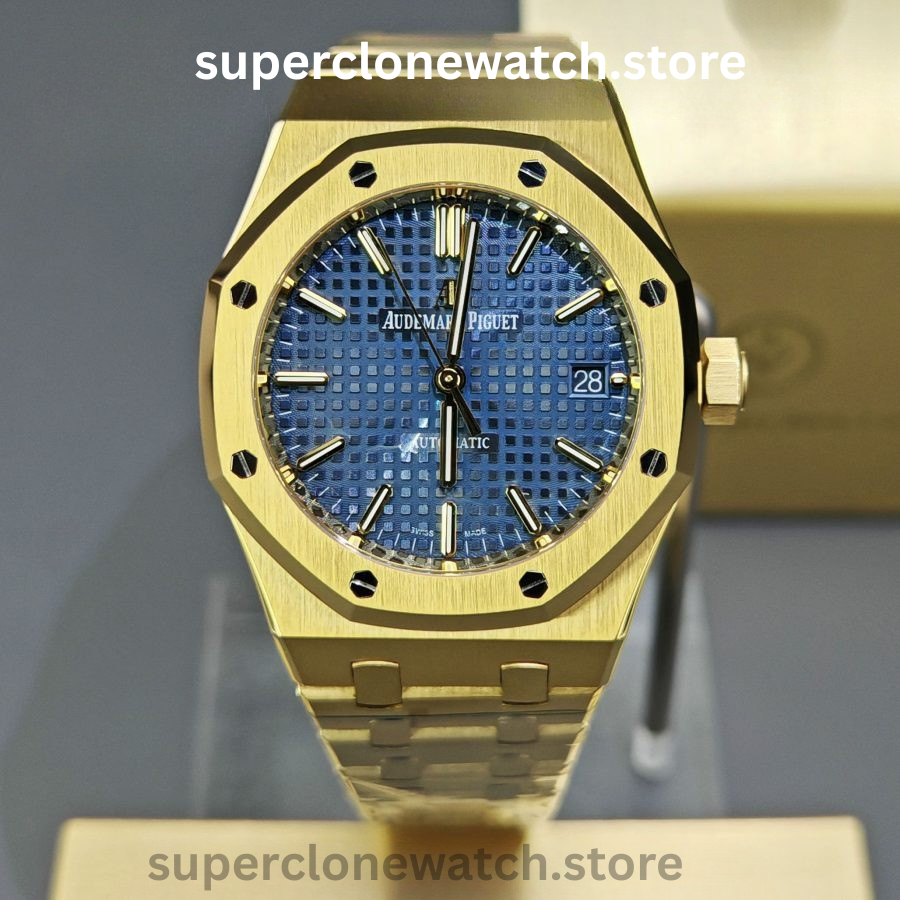 Audemars Piguet Super Clone Watches 1:1 Royal Oak 18K Gold 15450BA Blue Dial 37MM