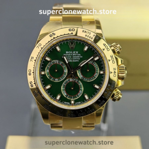 Rolex Super Clone Watches 1:1 Daytona 18K Gold Green Dial M116508-0013 4130 Movement
